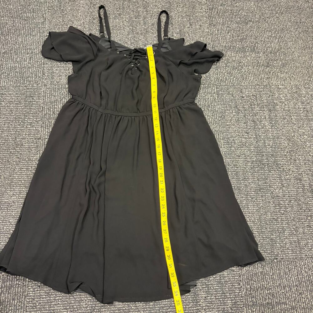 Torrid Black Chiffon Cold Shoulder Lace-Up Skater Dress Goth Grunge Vampire 3 - Picture 8 of 9